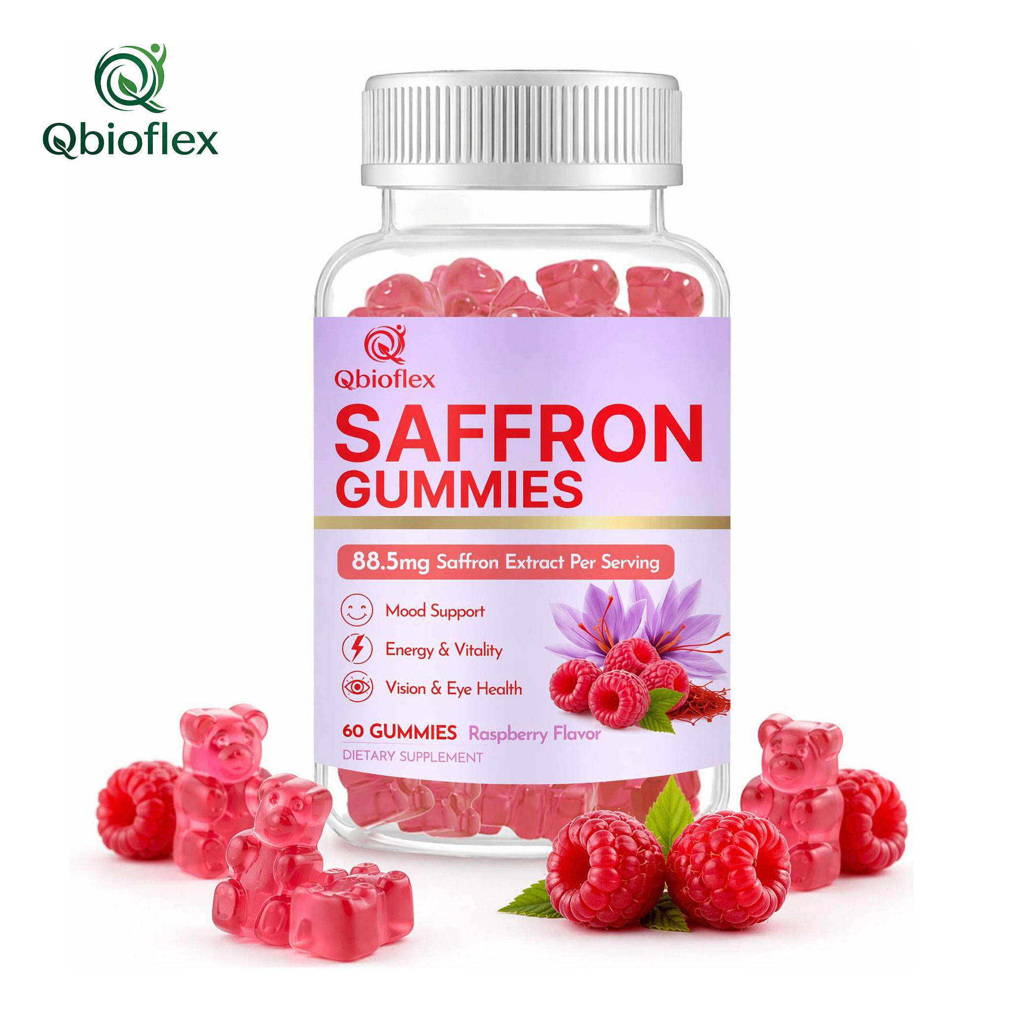 Saffron gummies, raspberry flavor
